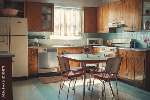 Kitchen in the mid - century style architecture refrigerator furniture.