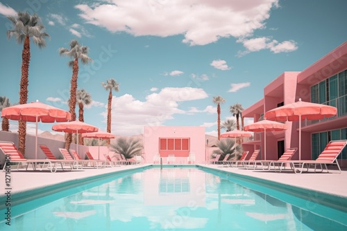 Old motel pool background architecture outdoors building. photo