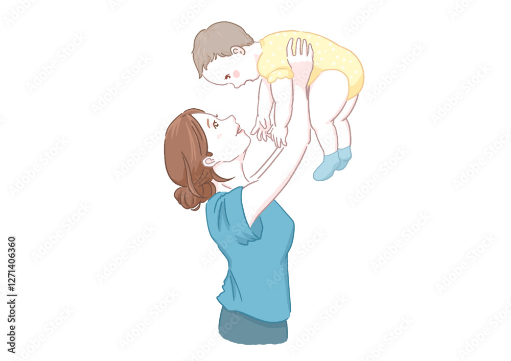 Mother Lifting Baby High – Happy Parent-Child Bonding Moment