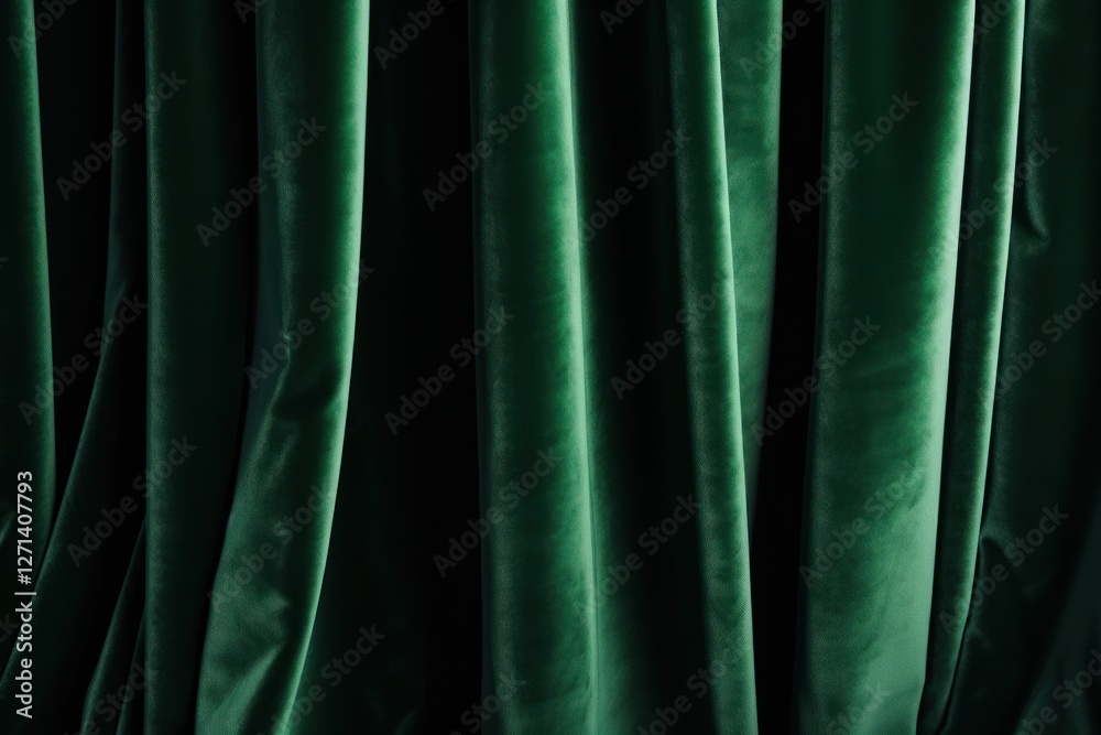 Fototapeta premium Green velvet curtain backgrounds darkness textured.