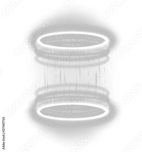Glowing Sci-Fi Portal with Futuristic Energy Rings, Neon Light Wormhole, Holographic Teleportation Gateway on Transparent Background for Fantasy and Cyberpunk Design