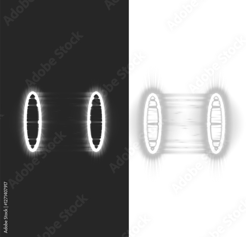 Mystical Energy Portal with Floating Luminescent Rings, Futuristic Sci-Fi Teleportation Effect, Fantasy Wormhole with Neon Glow for Game, UI, and Digital Art Projects