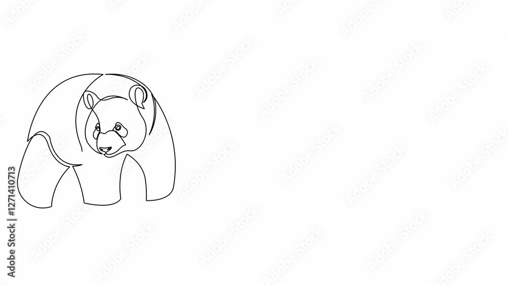Self drawing animation of continuous line panda bear. Animated one line illustration, 4K. Self drawing animation of continuous line panda bear. Animated one line illustration, 4K.