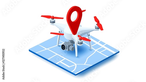 Drone mapping location on city map illustration