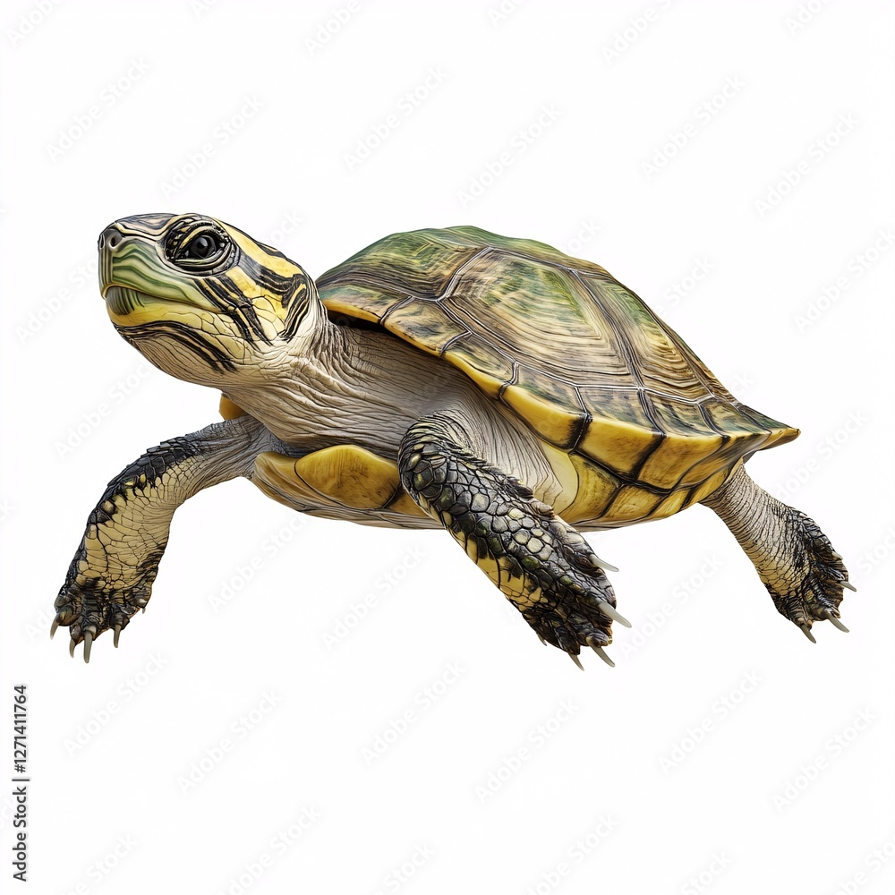 Fototapeta premium Realistic Turtle Swimming Gracefully in Clear Water Environment