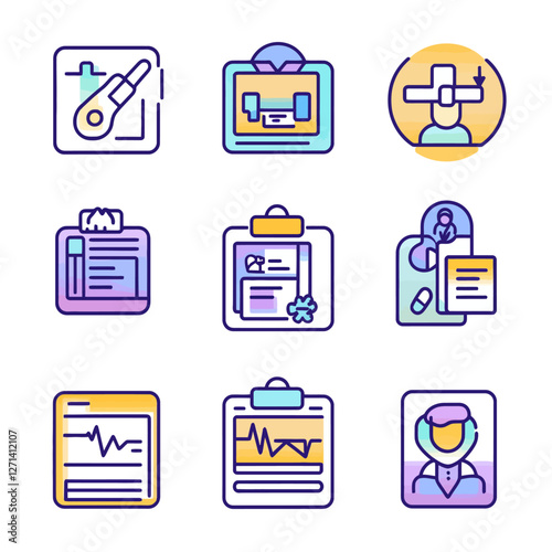 Healthcare and Medicine Services Colorful Vector Icon Sets Collection