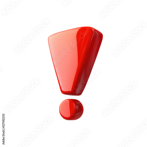 The red exclamation point symbolizes attention, warning or important information. Ideal for warning icons, notifications and signage, isolated on a transparent background, png