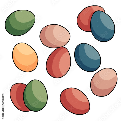 Easter eggs set. Illustration on a transparent background.