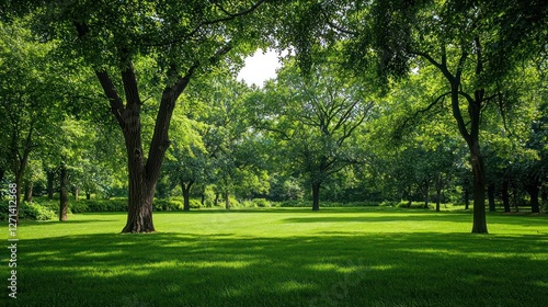 Wallpaper Mural Sunlit Green Park Landscape With Lush Trees Torontodigital.ca