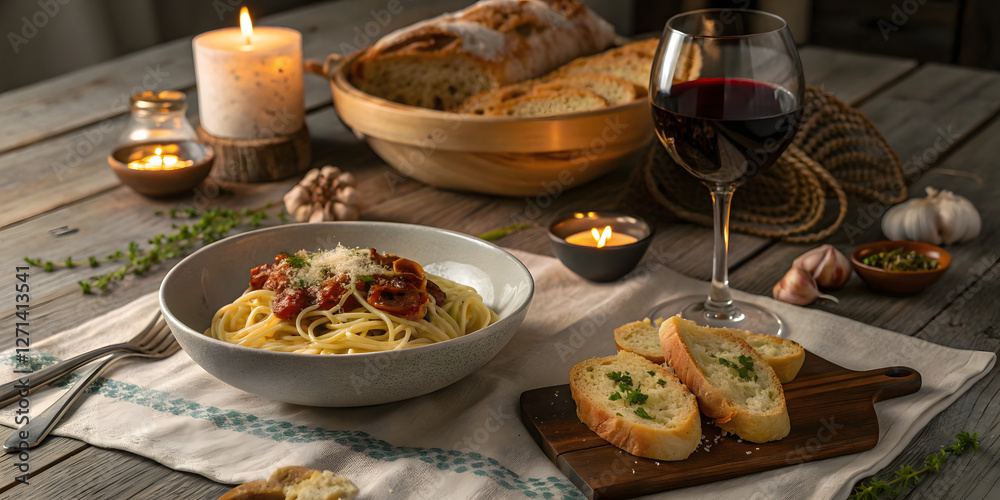 Indulging in authentic italian food cozy dining room culinary art romantic atmosphere close-up view homemade delight