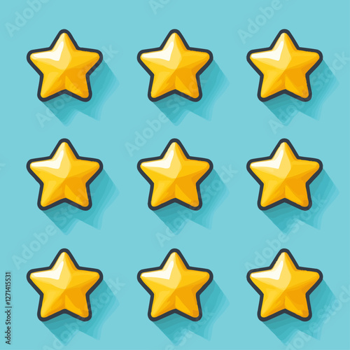 Nine Yellow Stars on Blue Background Pattern Illustration Vector