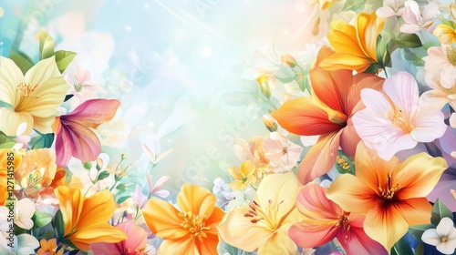 PNG Colorful floral spring background
