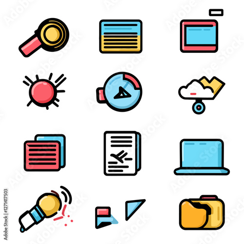 Collection of colorful vector icons for web design and mobile app dev