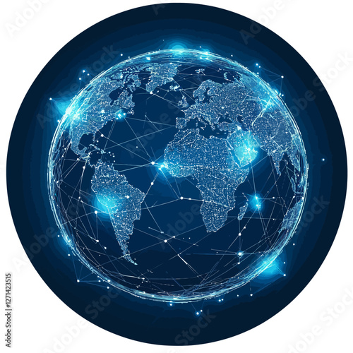 Global network connecting world continents with digital technology