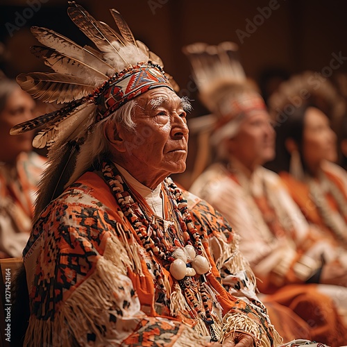 Traditional spiritual gathering with cultural performances and sacred symbols, capturing essence of faith and heritage 