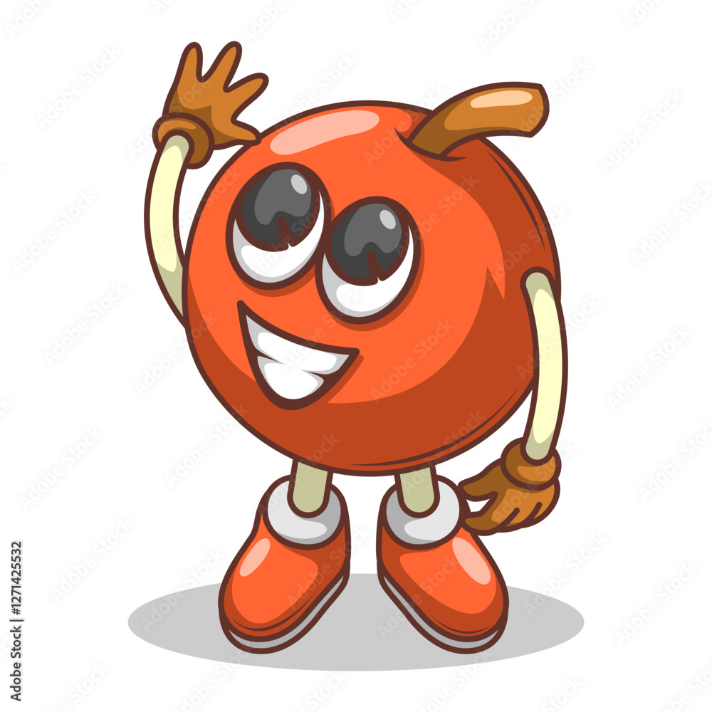 Funny doodle fruit cartoon with cute expression Funny doodle fruit cartoon with cute expression