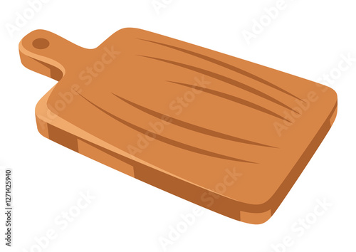 Illustration of cutting board. Stylized kitchen object for cooking recipe and menu.