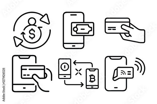 Payment icon 6 set vector art illustration