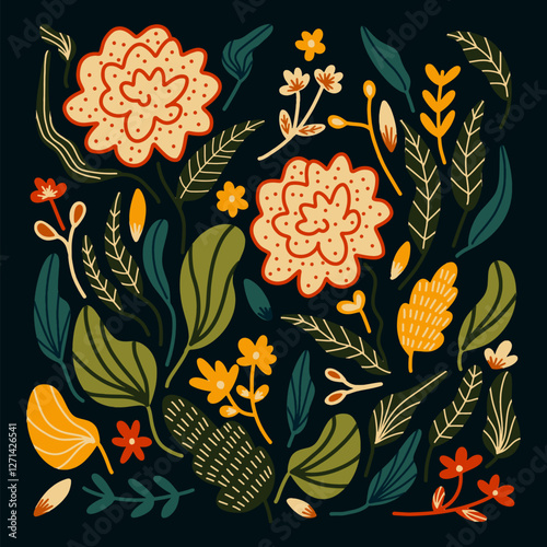 Hand-Drawn Floral Elements – Decorative Flower Motifs