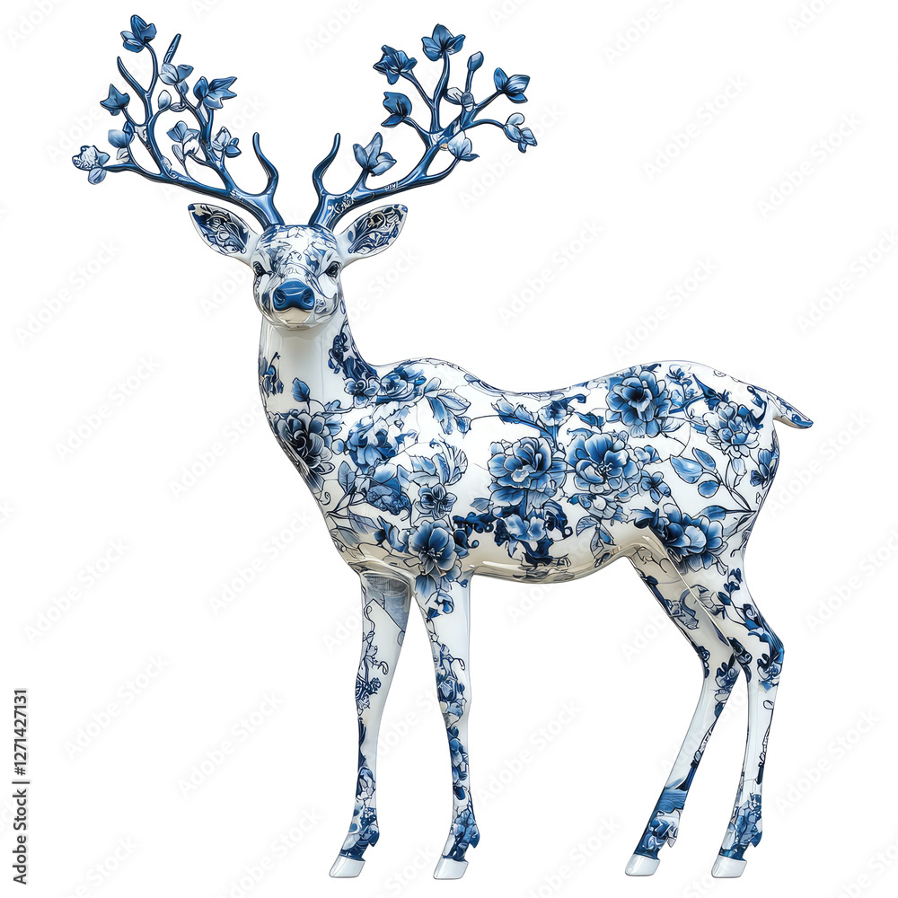Φωτογραφία Ultra Realistic 3D Stained Glass Stag with Ornate Floral Design and Artistic Ant
