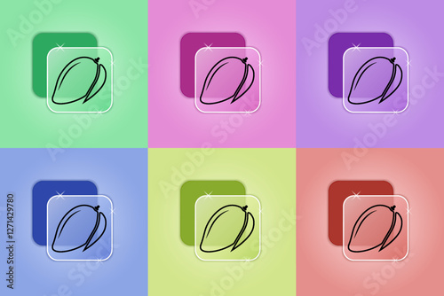Set of mango icons in different colors