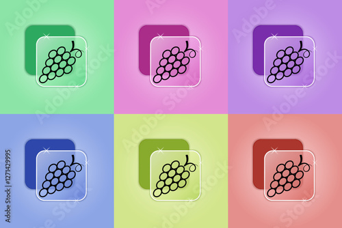 Set of grape icons in different colors