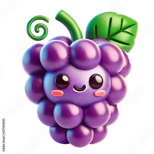 Cute 3d grape design isolated on white background