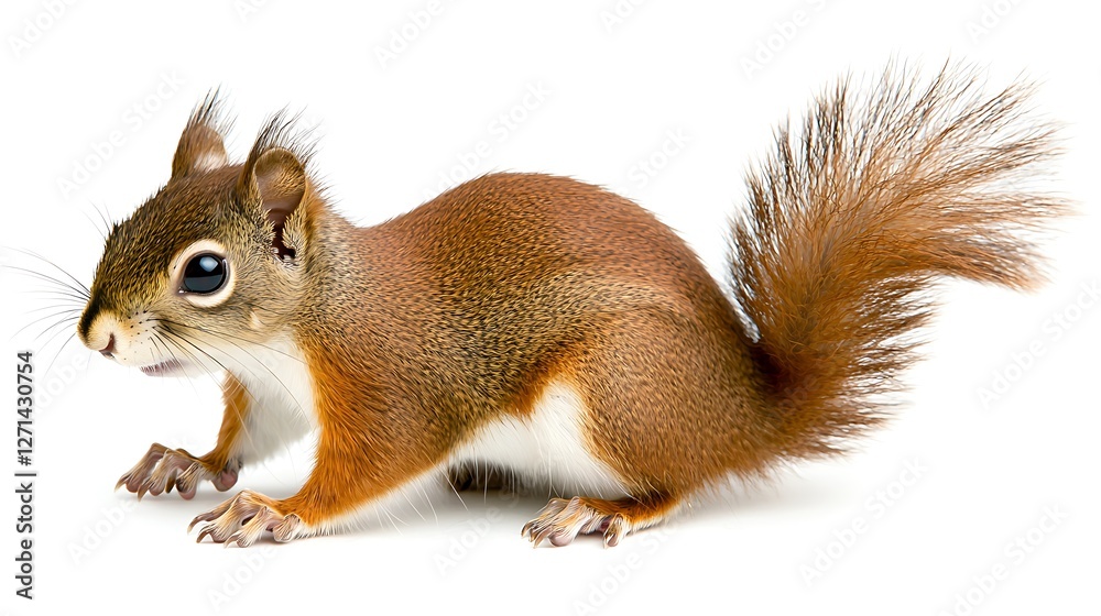 Obraz premium Red Squirrel Profile Against White Background