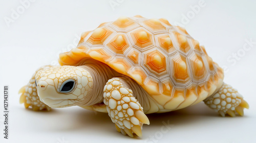 Sulcata tortoise on a white background, isolated with a clipping path photo