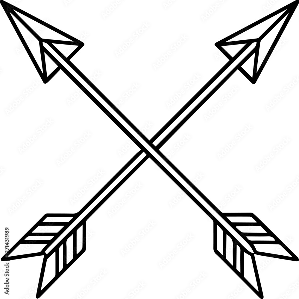 Fototapeta premium Arrows, Silhouette, and Line Art Vector Illustration