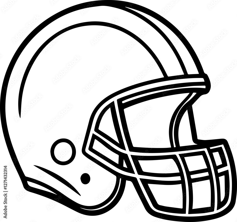 Fototapeta premium American Football Helmet Outline – Coloring Book Page, Vector Illustration