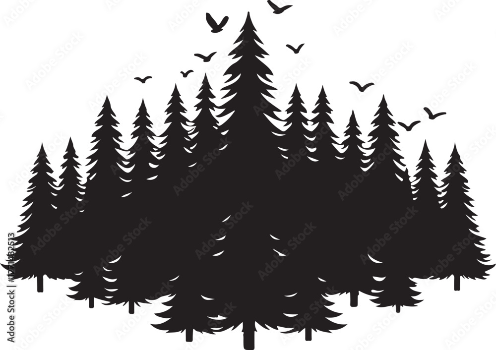 Obraz premium tree group silhouette victor design isolated on the white background.