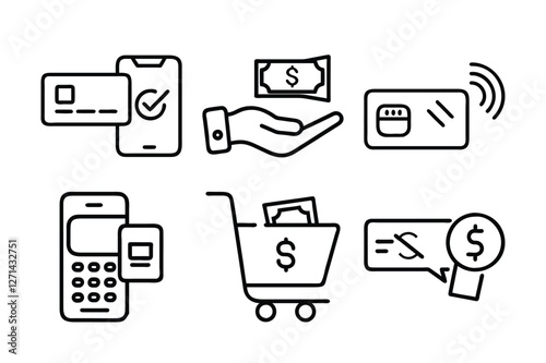 Payment icon 6 set vector art illustration
