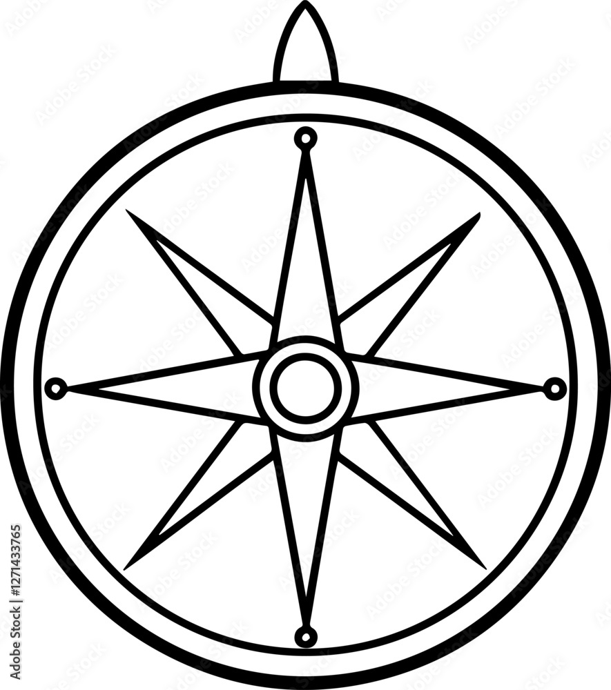 Compass Icons Set, Silhouette and Line Art Vector Illustration Compass Icons Set, Silhouette and Line Art Vector Illustration