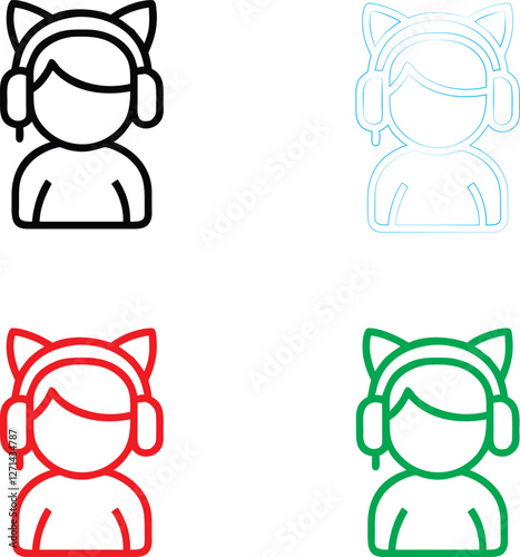 Simple icon set, hand holding pen, writing document, minimalist design, black and white, red and green variations, line drawing style, business concept, note-taking illustration, contract signing symb