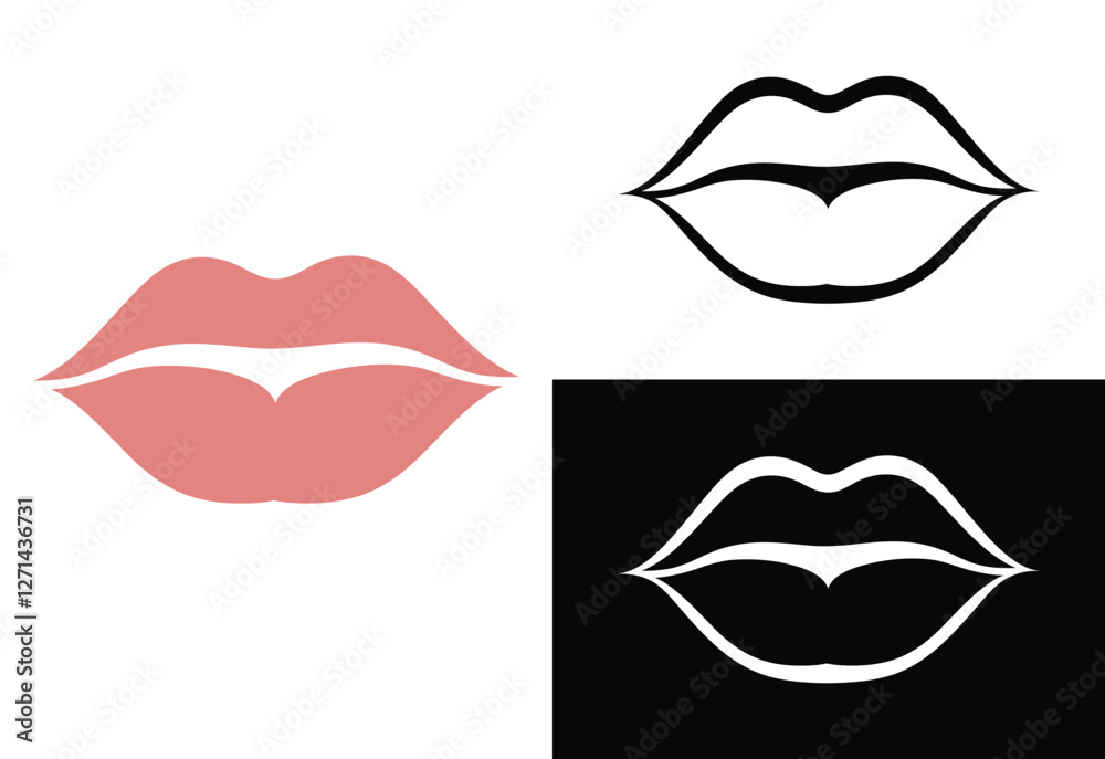 lip vector silhouette illustration on white background lip vector silhouette illustration on white background