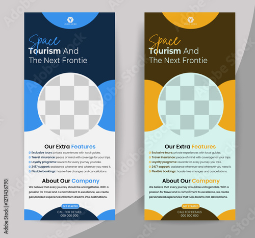 Roll-up banner stands template design layout. editable roll-up banner vector template	