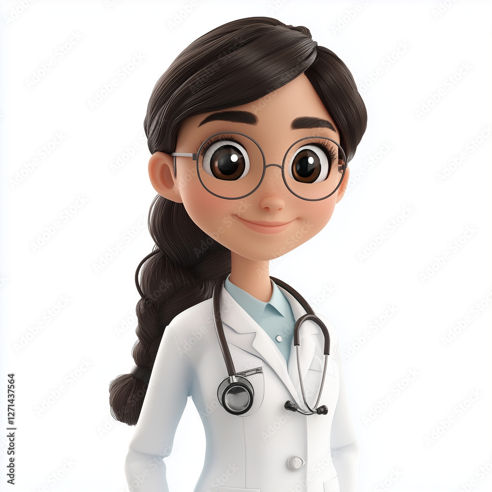 character of doctor theme, woman, white background Generative ai