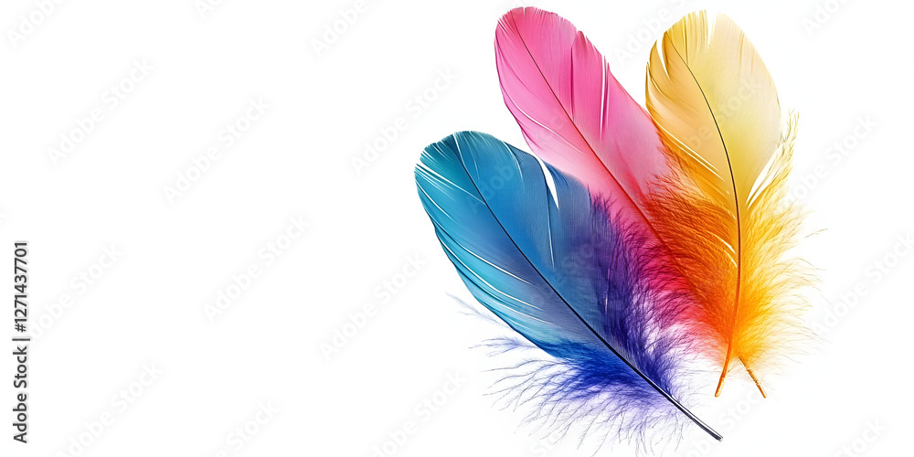 colorful feathers on white background colorful feathers on white background