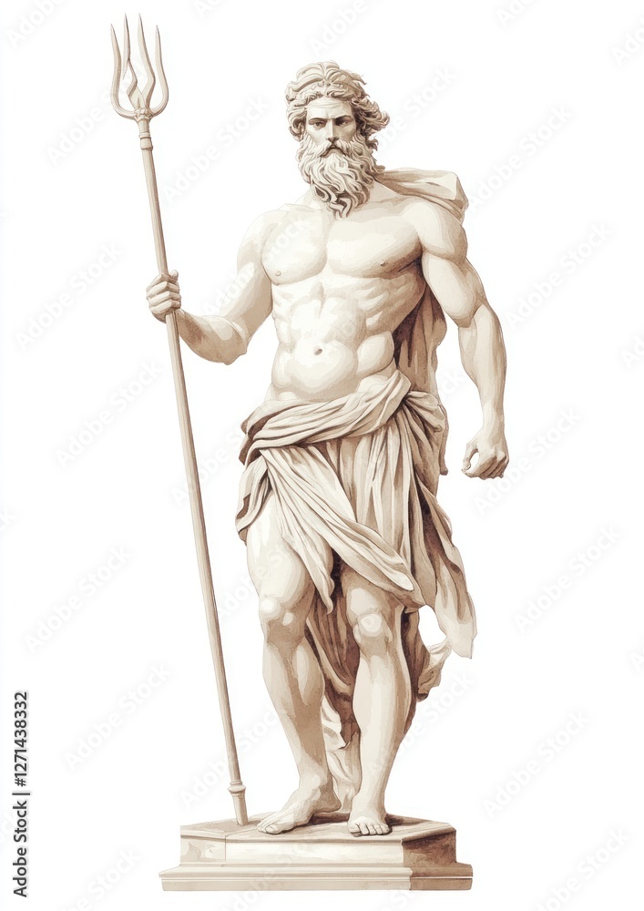 An ancient greek Poseidon statue man art. An ancient greek Poseidon statue man art.