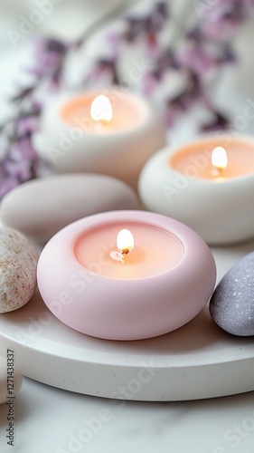 concept creative candle light Tranquil candles for a calming atmosphere. photo