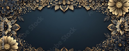 Elegant floral arrangement with golden and dark blue color scheme