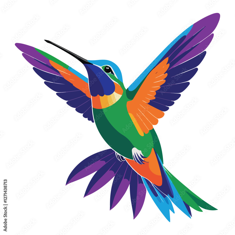 Fototapeta premium Stylized Bird - Charming Hummingbird. white bagraound