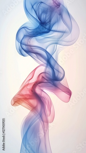 Colorful smoke swirls create an abstract art piece in gentle pastel tones aga...