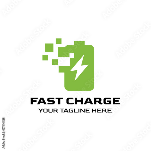 Fast charging battery, Electric charge icon, Isolated on black background, Vector illustration