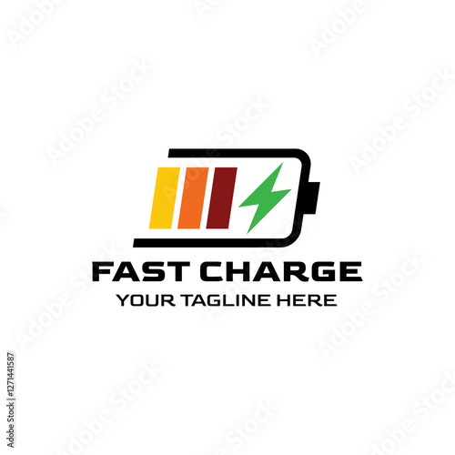 Fast charging battery, Electric charge icon, Isolated on black background, Vector illustration