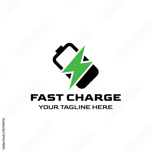 Fast charging battery, Electric charge icon, Isolated on black background, Vector illustration