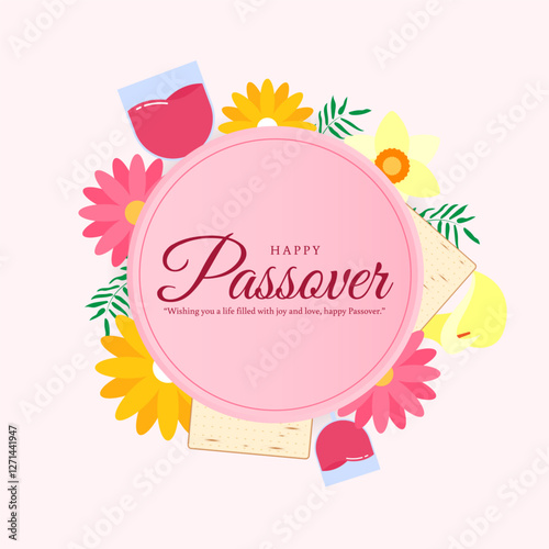 Vector illustration of Happy Passover social media template