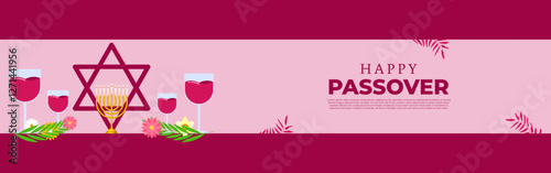 Vector illustration of Happy Passover social media template