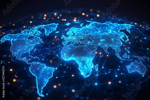 Digital representation of a connected world illustrating global networks and information exchange